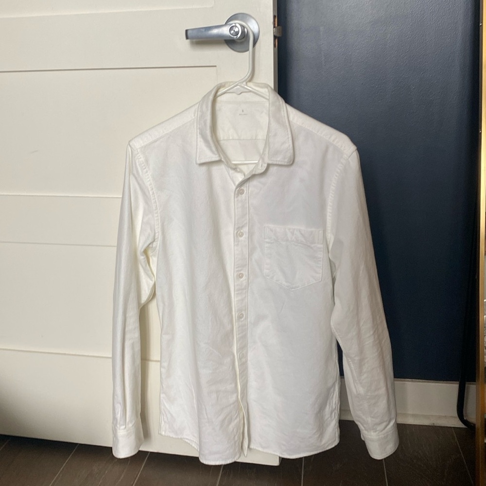 MUJI Flannel Oxford White Button-up Long Sleeve Shirt